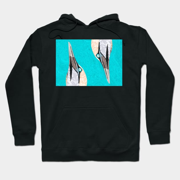 Gannets Marbled Paper Collage Hoodie by MarbleCloud